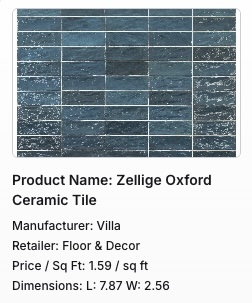 CAD kitchen backsplash material