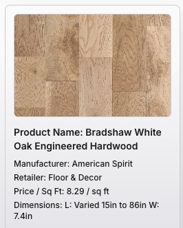 Bradshaw White Oak Engineered Hardwood texture